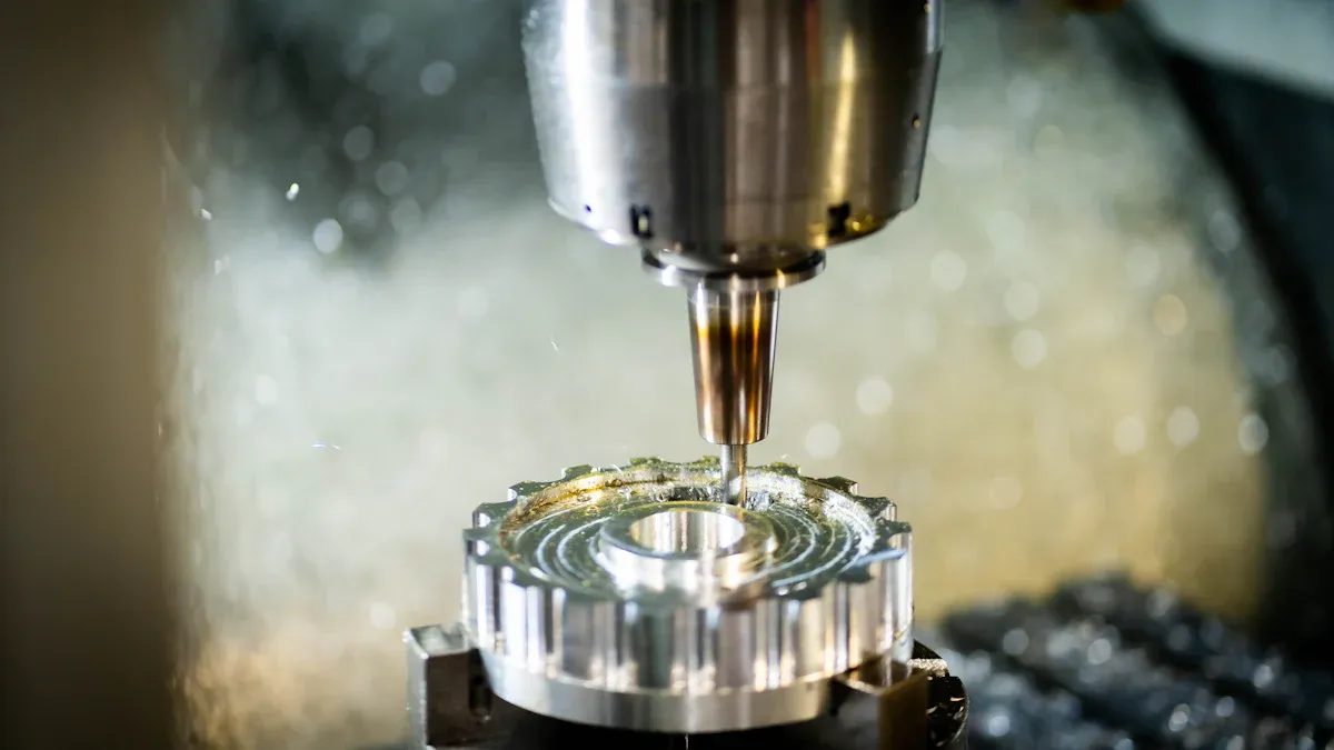 CNC gear component close-up
